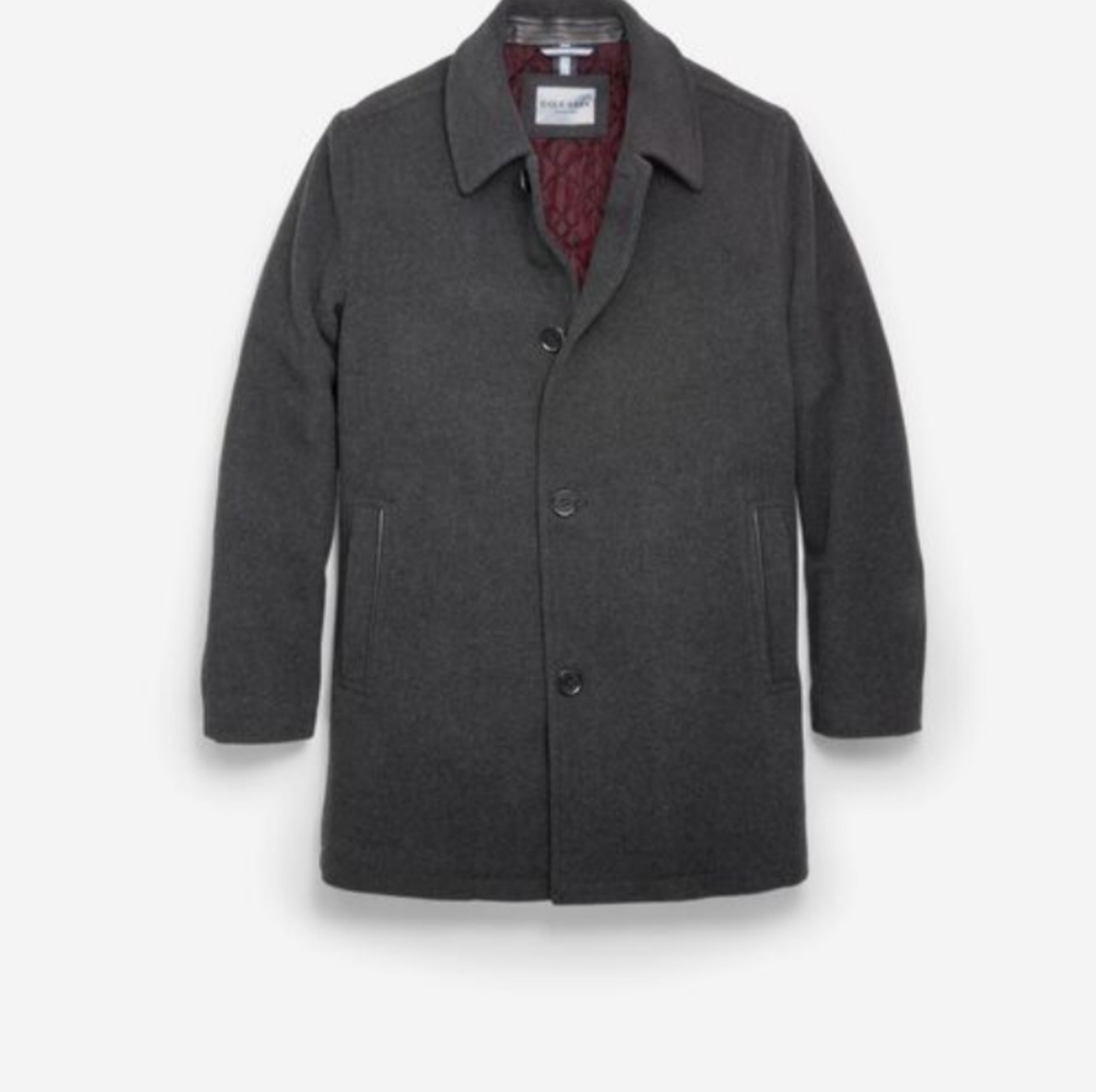 Cole Haan Plush Wool Car Coat Charcoal Gray, Size XL, NWT